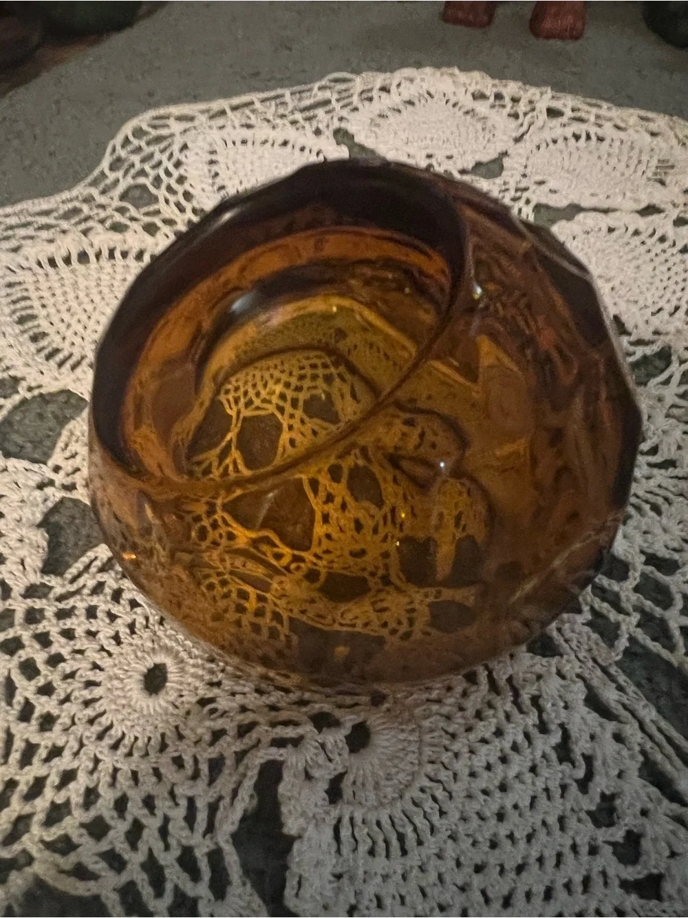 Vintage 1960’s Orb Amber Glass Ashtray - Home Accents EUC